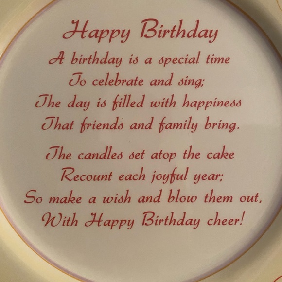 Cake Plate Happy Birthday Hand Painted Ceramic Celebration Collectible - Picture 3 of 12